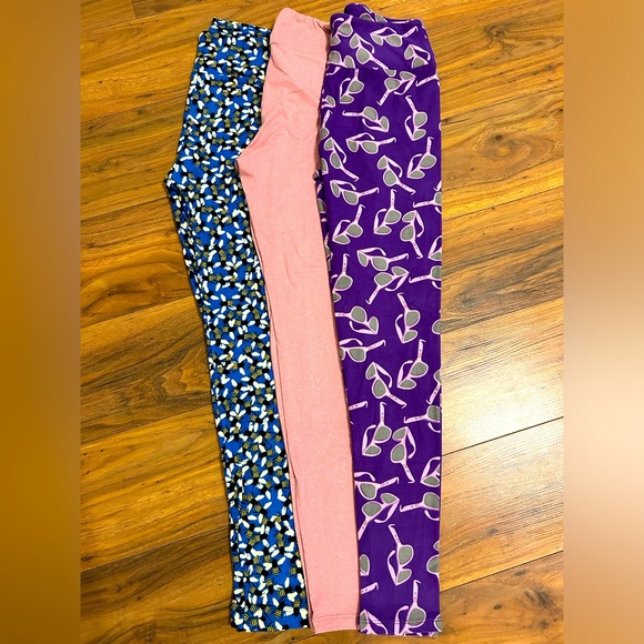LuLaRoe women’s OS buttery soft leggings. Sunglasses, bees and solid color. - Picture 1 of 7